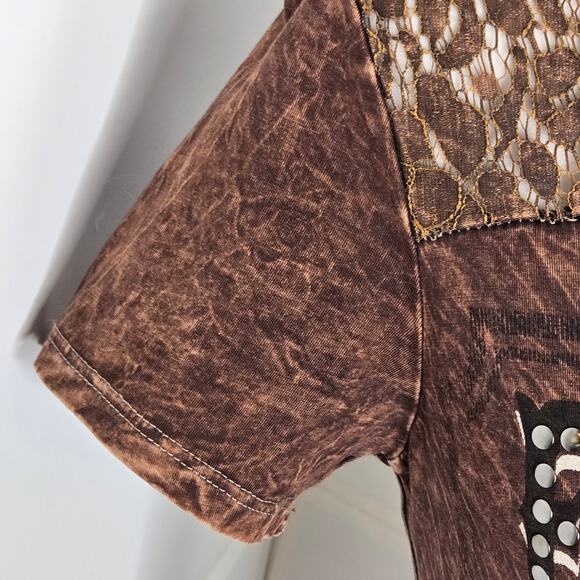 🎄 Daytrip Buckle EUC Faithful True Love lace stud tie dye Vintage top Small - Picture 6 of 16